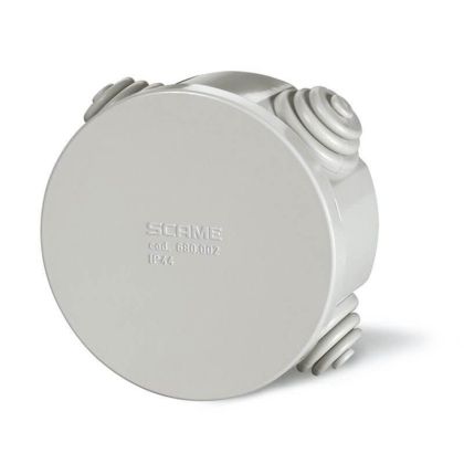 Кутия ф65х40мм IP55, UV, 4 кабелни мембрани за PG16, затваряне на клик, new, серия Cubox Scame