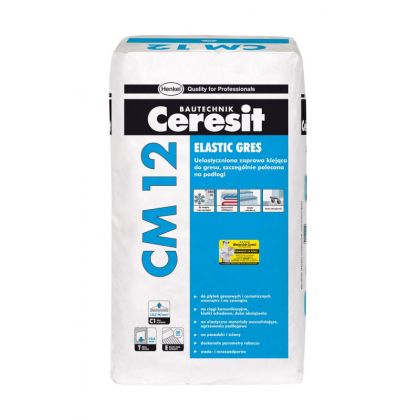 ЛЕПИЛО ЦИМЕНТОВО CERESIT CM 12 ELASTIK 25 KГ СИВО