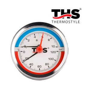 ТЕРМО-МАНОМЕТЪР АКСИАЛЕН Ф80 1/2" 0-10 BAR 120C THS