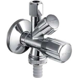 Schell Comfort 1/2" x 3/4" х 3/8" спирателен ъглов кран с изводи за батерия и дом. уред