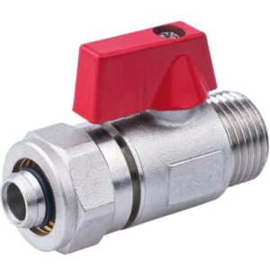 СФЕРИЧЕН КРАН МИНИ С АДАПТОР Ф 16 Х 1/2" М , ЧЕРВЕН
